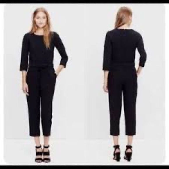 Madewell Sloan Classic Crop Ankle Jumpsuit in black crepe 2023 Sz Womens M - Picture 9 of 9
